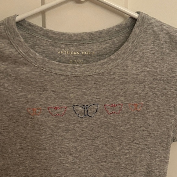 Gray Graphic T-Shirt with Butterfly Design - Picture 3 of 5